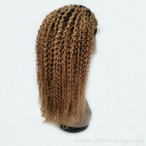 Afro human hair lace front wigs two tone color kinky curly human hair wigs